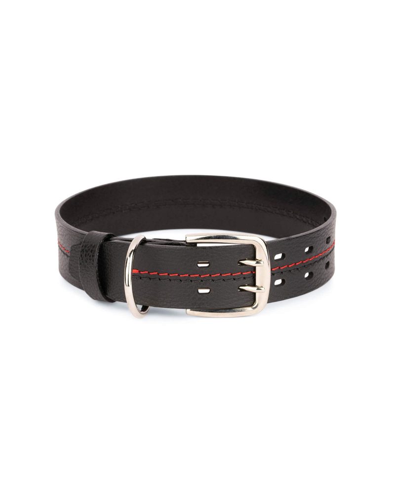 double prong collar for large dogs black leather 1