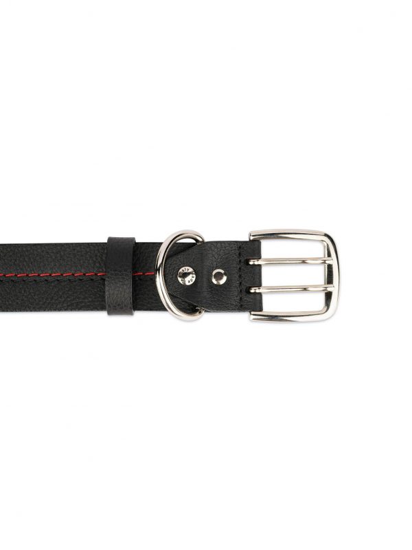 double prong collar for large dogs black leather 2