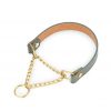 green dog collar gold chain martingale 1