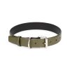 khaki green leather collar for dogs with silver buckle 1