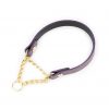 leather purple dog collar gold martingale chain 1