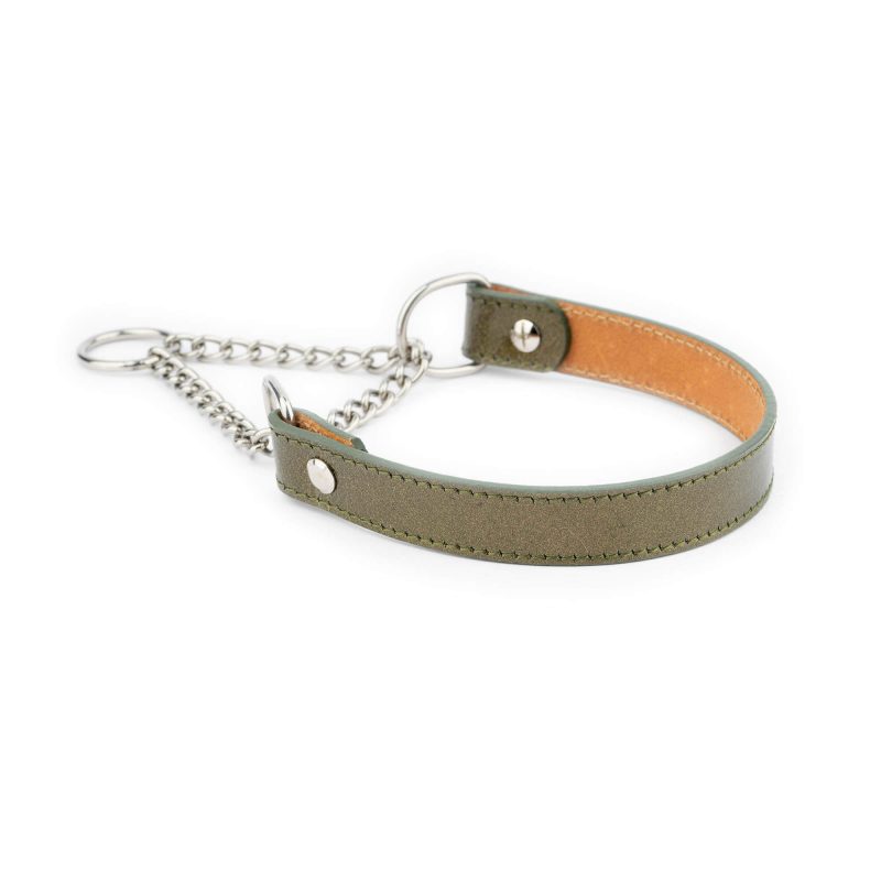 light green martingale leather dog collar 2