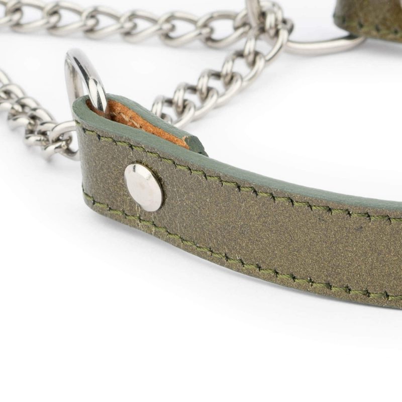 light green martingale leather dog collar 4