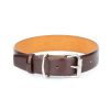 luxury cognac leather dog collar 1