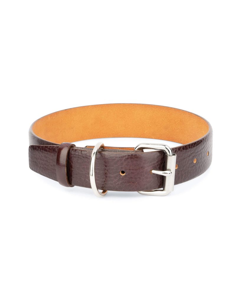 luxury cognac leather dog collar 1