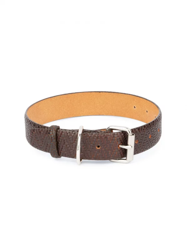 luxury dog collar brown orange leather 1