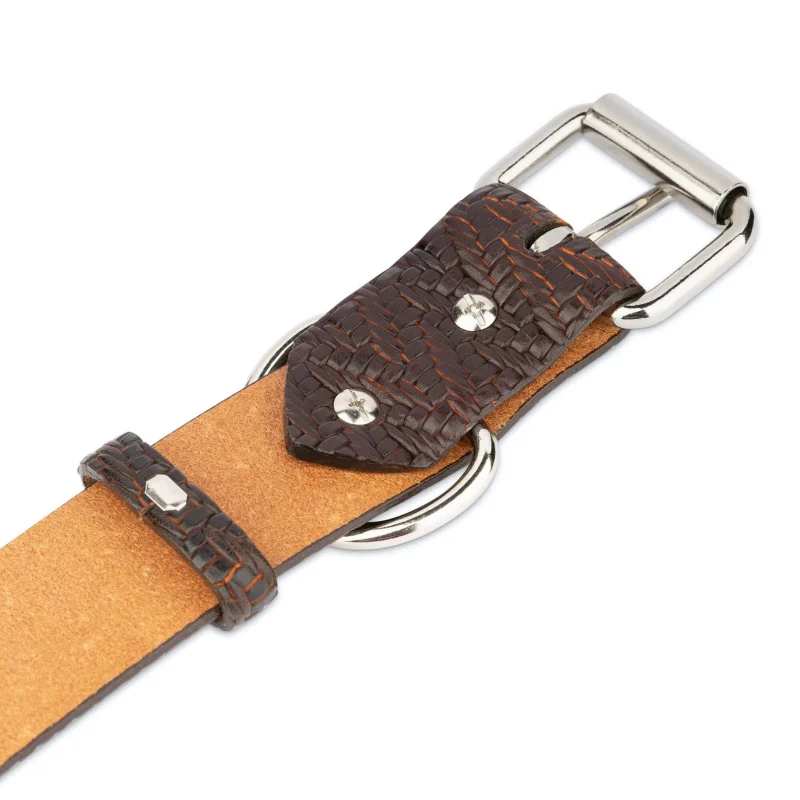 luxury dog collar brown orange leather 2