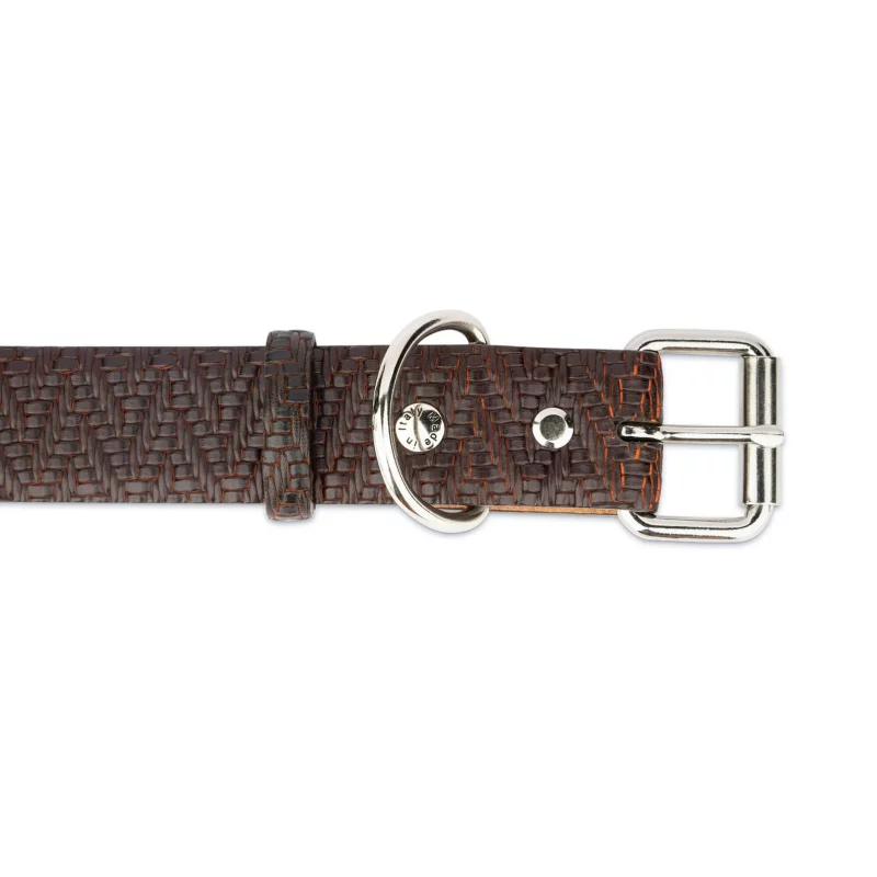 luxury dog collar brown orange leather 3