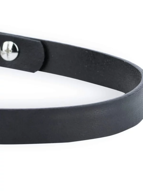 martingale leather dog collar black with silver buckle 2