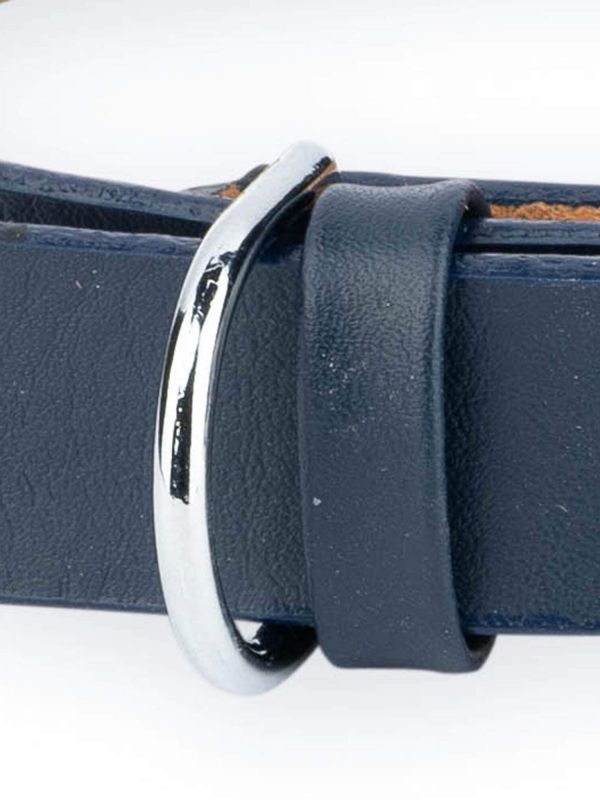 navy blue dog collar genuine leather 2