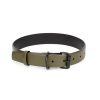 olive green leather collar for dogs with black buckle 1