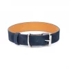 perforated blue suede leather dog collar 1