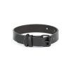 small dog collar black leather with black buckle 1
