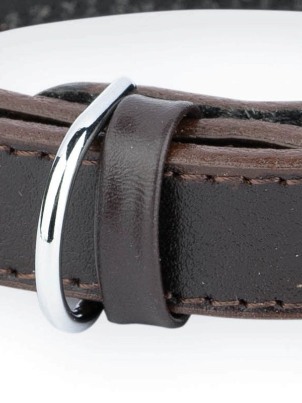 small dog collar brown leather with silver buckle 2
