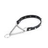 spike dog collar martingale black leather 1