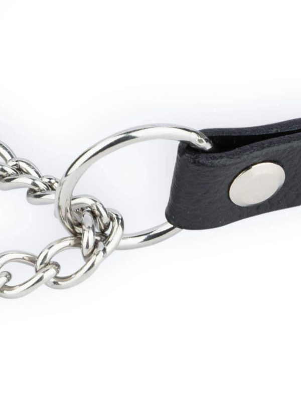 spike dog collar martingale black leather 2