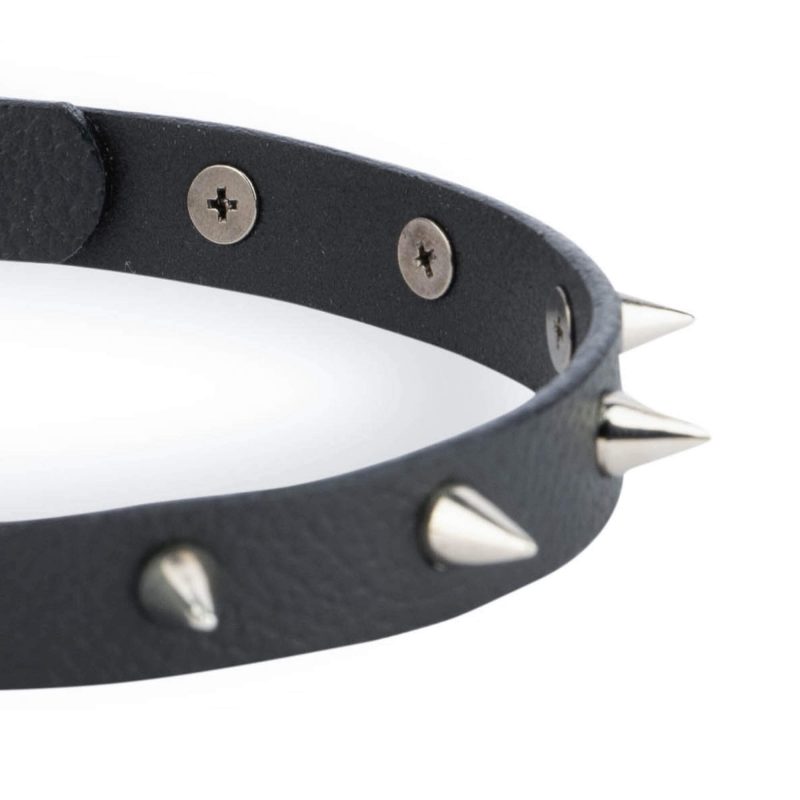 spike dog collar martingale black leather 3