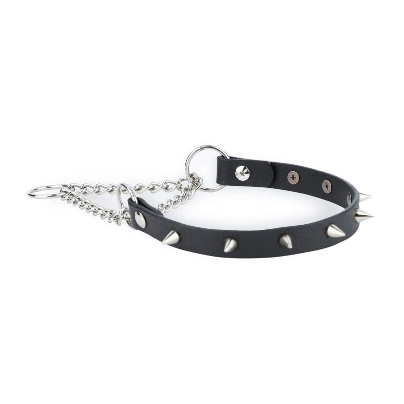 spike dog collar martingale black leather 5