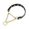 studded dog collar martingale gold chain and rivets 1
