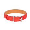 suede red leather dog collar silver buckle 1
