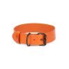 tan leather dog collar with black buckle 1