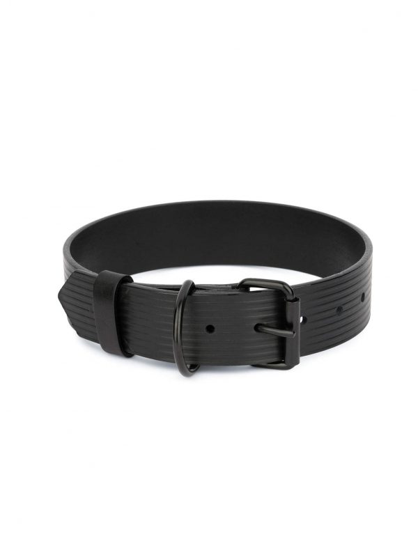 thick dog collar black embossed leather 1