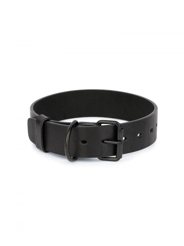 thick large dog collar black full grain leather 1