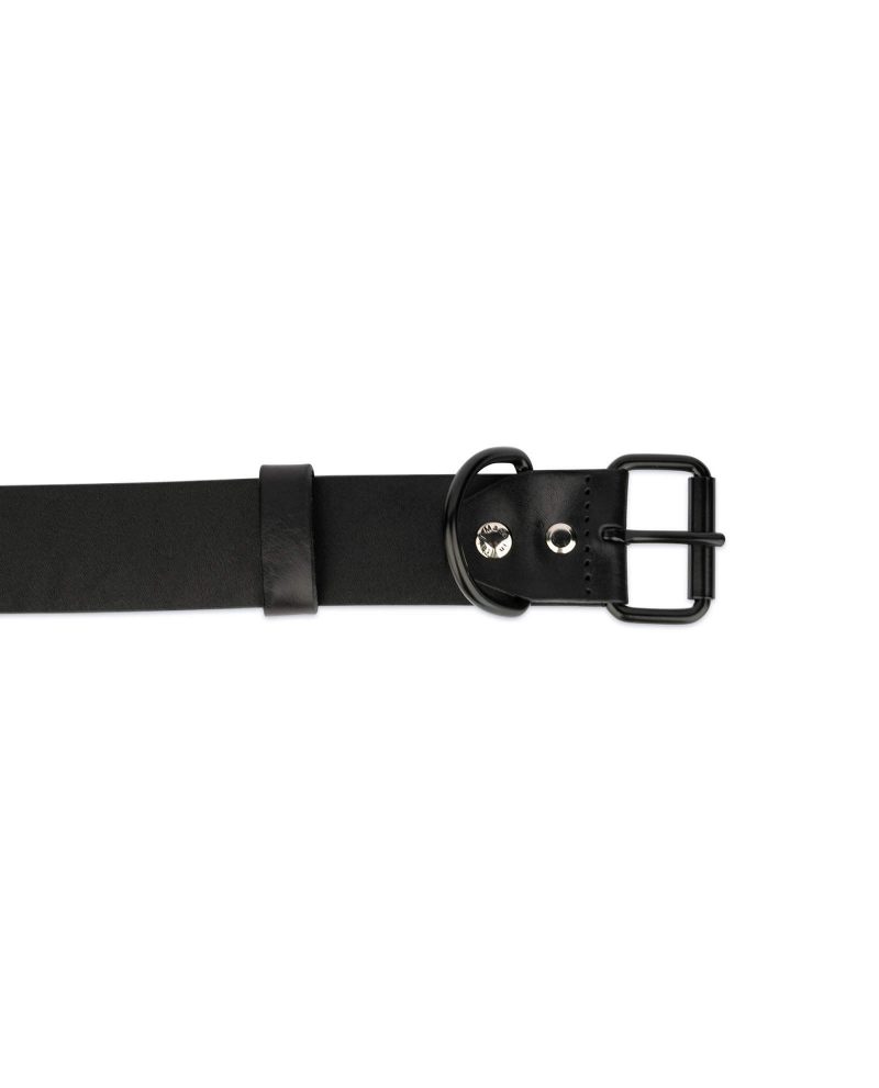 thick large dog collar black full grain leather 2