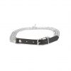 triple chain dog collar with black leather 1