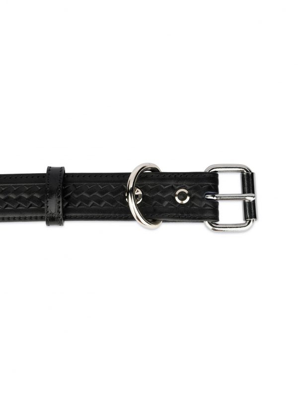 unique dog collar black embossed leather 2