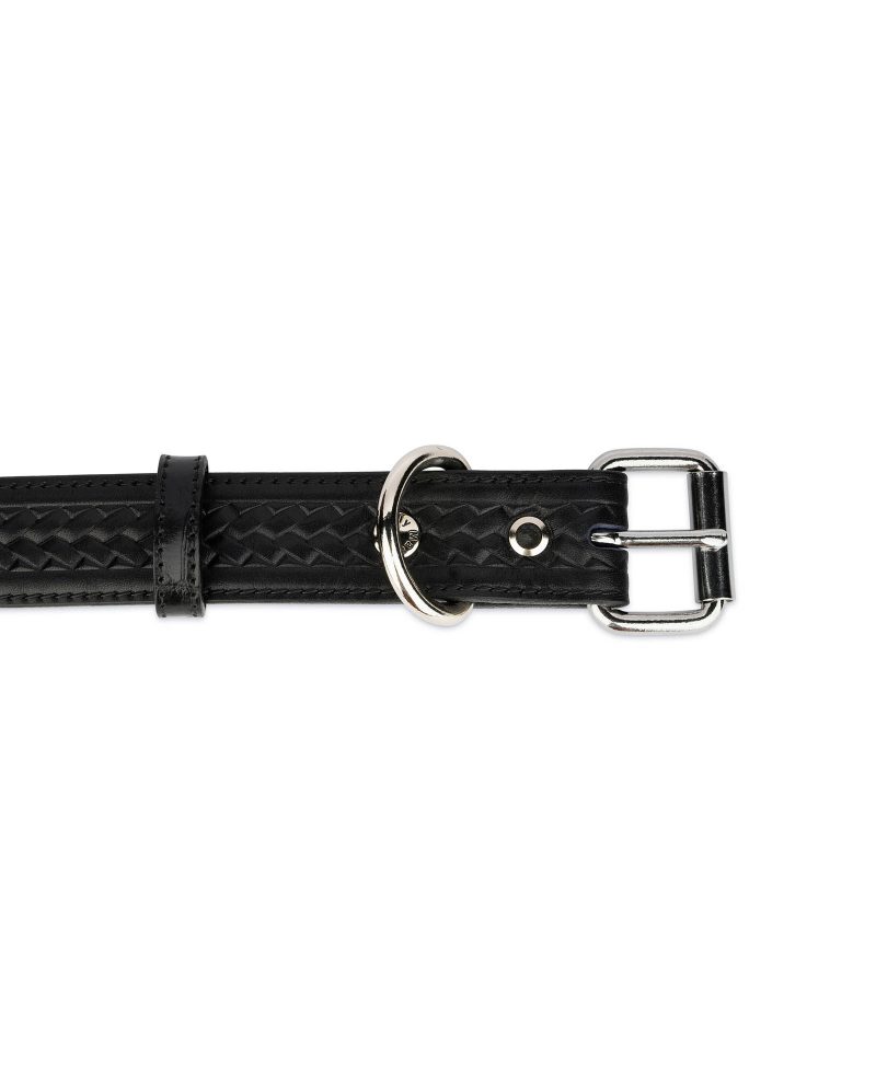 unique dog collar black embossed leather 2