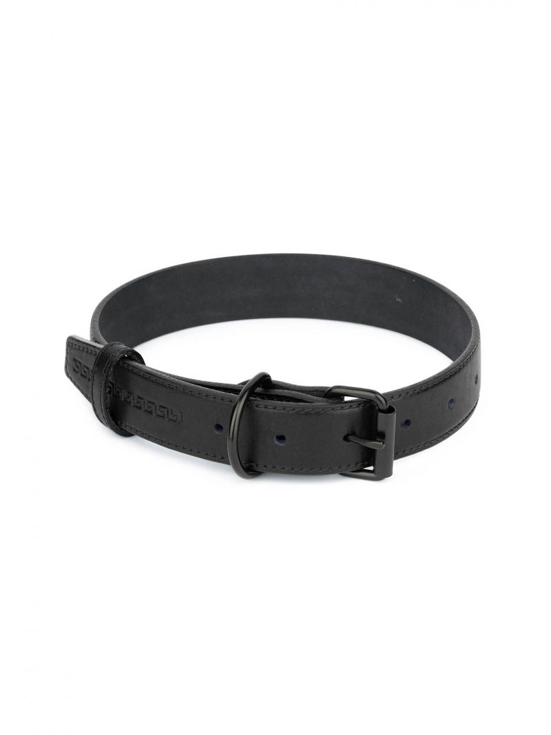 wedding dog collar black full grain leather 1