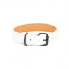 wedding dog collar white leather black buckle 1