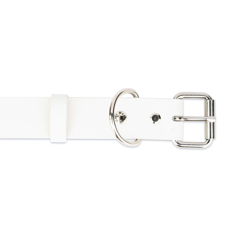 white dog collar genuine leather 2