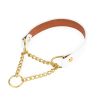 white dog collar martingale gold chain 1