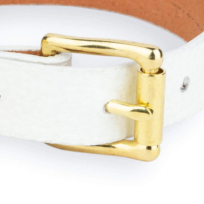 white dog collar with brass buckle 2