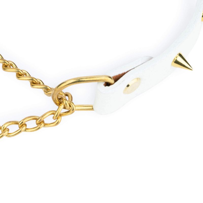 white spiked collar gold martingale chain 2