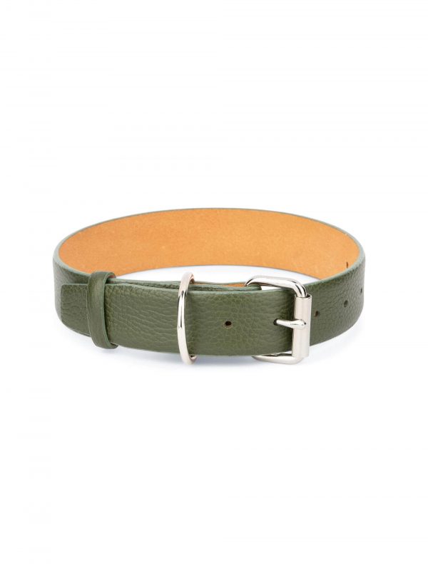 wide green dog collar genuine leather 1