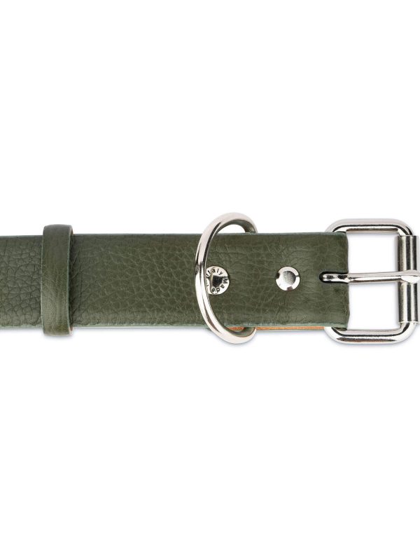 wide green dog collar genuine leather 2