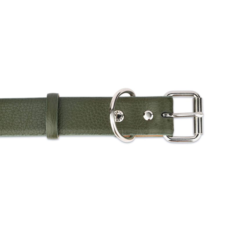 wide green dog collar genuine leather 2