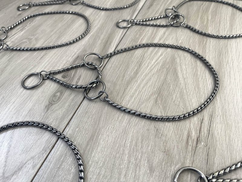 Martingale Snake Chain Dog Show Collar 5 mm Black Nickel 9