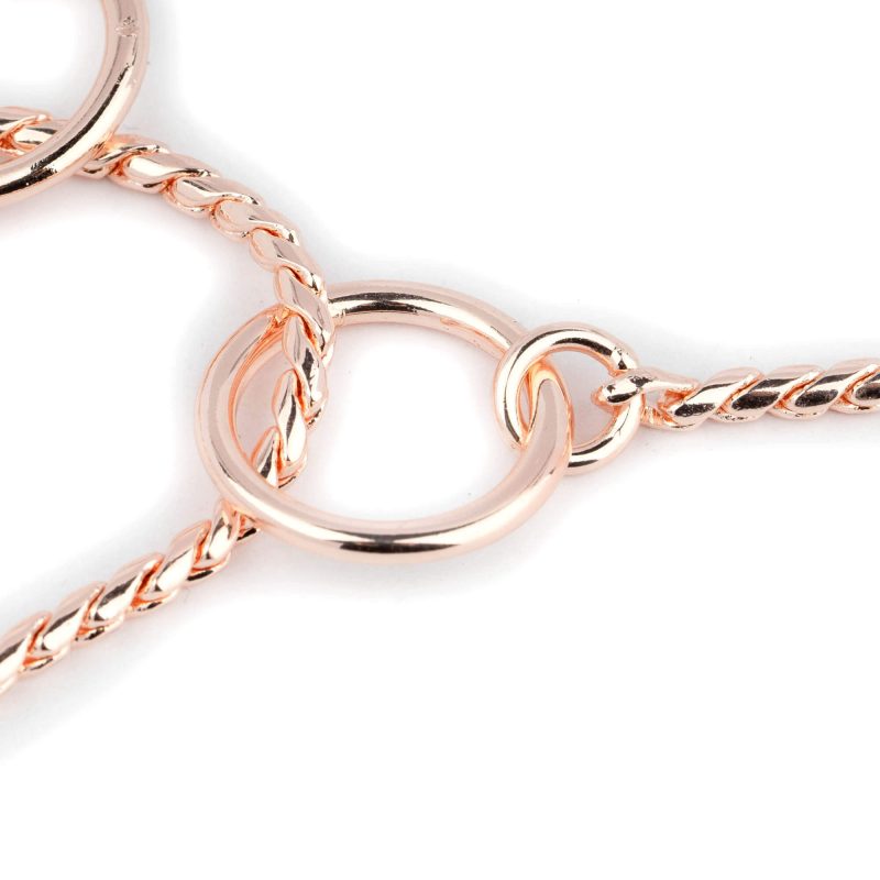 dog show collar rose gold snake chain martingale 3 mm 4